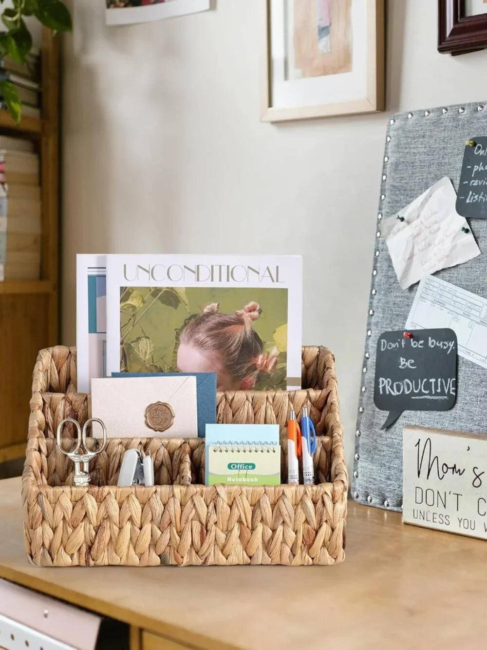 Natural Farmhouse Desk Organizers and Storage, Large Countertop Mail Holder, Tab - Picture 8 of 8